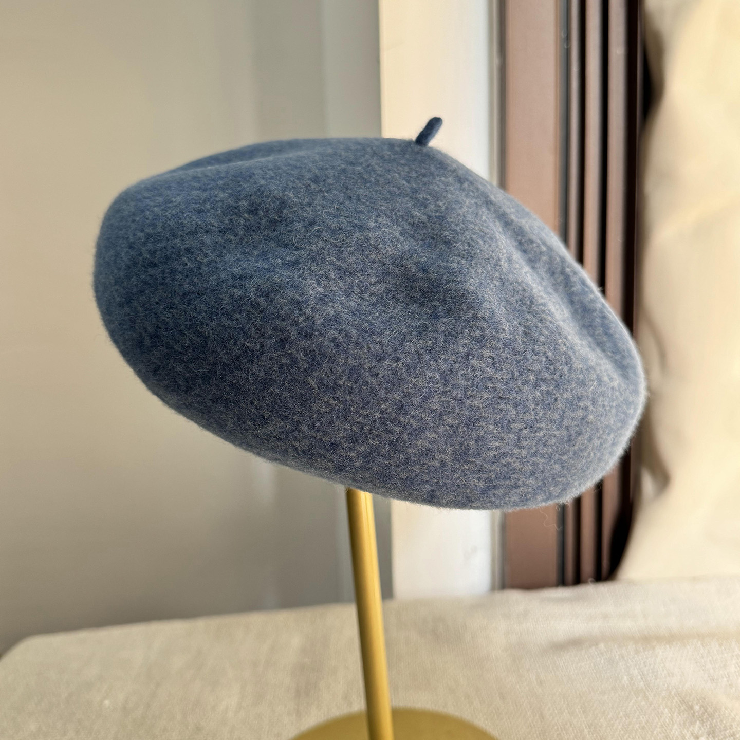 蓝色紫色纯羊毛贝雷帽子女秋冬大头围画家帽保暖百搭显脸小蓓蕾帽