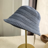 2025年新日本和纸蓝色镂空渔夫帽子女轻薄透明盆帽春夏防晒遮阳帽