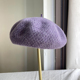 紫色高级感纯羊毛贝雷帽子女秋冬大头围显脸小画家帽保暖蓓蕾帽潮