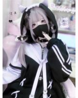 【 Electronic Sleepwalking 】 Japanese subculture mass-produced original water-color system hooded jacket, loose thumbnail 7
