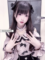 【 Love Contract 】 Japanese-style Lacey Clothing mass-produced subculture original heart-shaped choker short-sleeved pearl skirt thumbnail 6