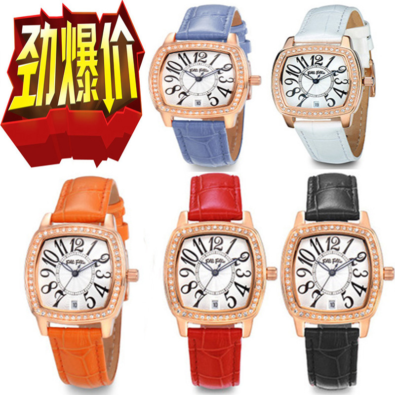 现货follifollie芙丽芙丽手表wf14b020s奢华时尚真皮防水石英女表