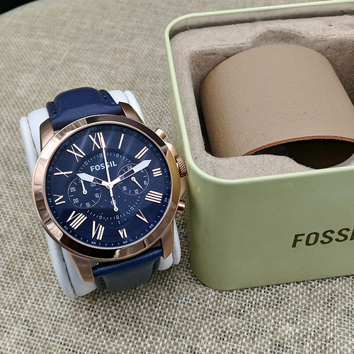 化石现货fossil三眼计时商务手表