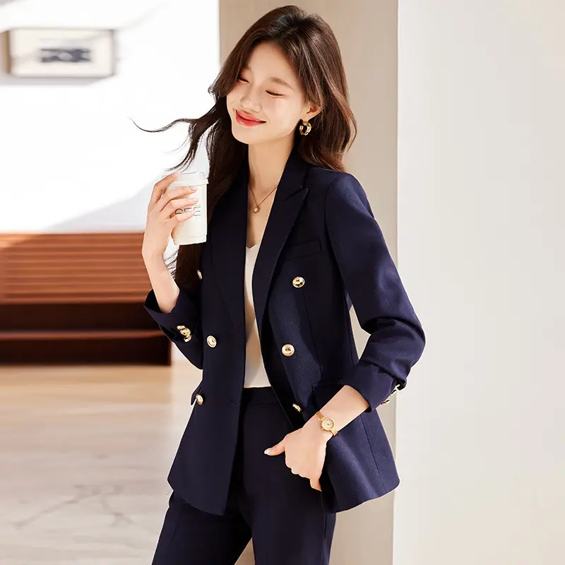 藏蓝色西装外套女春装2025新款职业气质女神范高级感职场西服套装