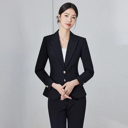 黑色西装套装女面试职业正装高级感小个子气质修身西服外套工作服