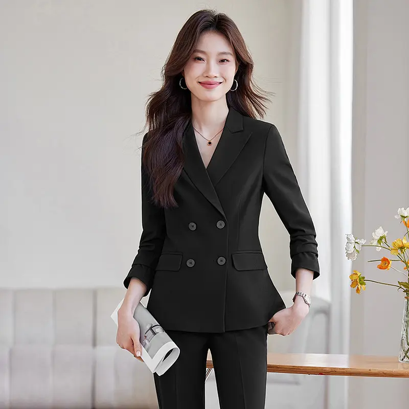 藏青色西装套装女秋冬季酒店经理管理层工作服正装西服外套职业装
