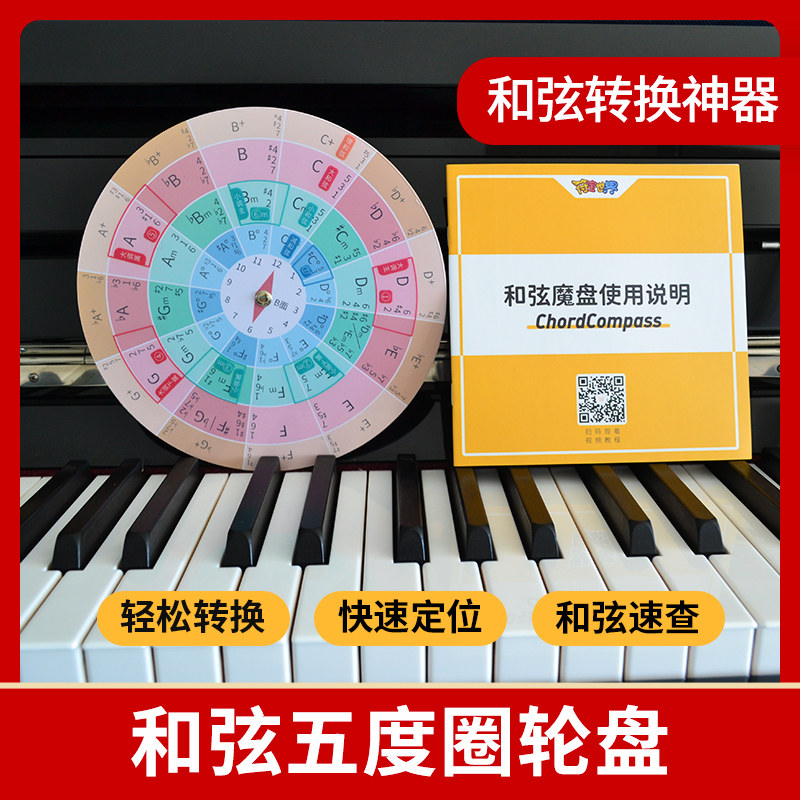 钢琴和弦轮盘速查钢琴乐器通用民谣吉他乐理和弦魔盘五度圈乐理