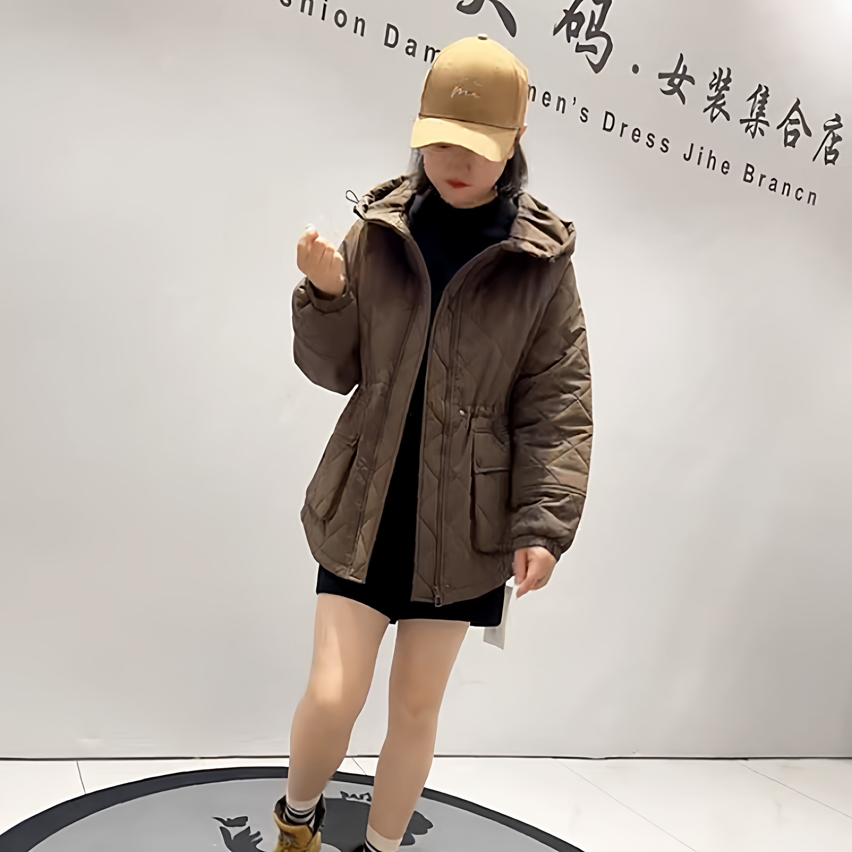 大码女装冬季连帽棉服外套