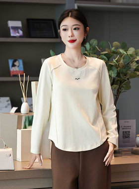 天娇一生水春季新款圆领打底衫女大码女装长袖短款上衣T恤衫25857