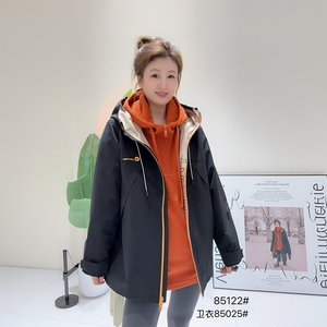 金影奇春季新款连帽风衣女外套休闲大码女装百搭冲锋衣上衣85122