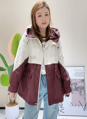 金影奇新款风衣女宽松大码女装2025秋季连帽抽绳收腰女外套62506
