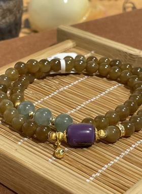 南非舒俱来皇家紫桶珠翡翠圆珠双圈链（承希）AZB10965