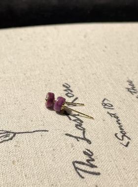 南非舒俱来酱红算盘直切耳钉18K（舒栖）AZB8029