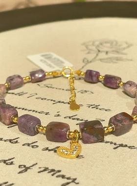 南非舒俱来桃红四棱珠手链S925/16cm(初若)AZB10641