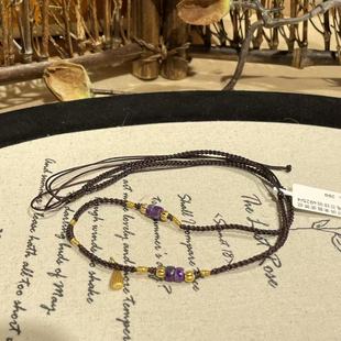 南非舒俱来酱紫算盘珠编绳百搭链s925 AZB9343 45cm