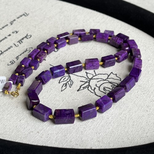 南非舒俱来高阶帝王紫四棱珠项链/18k/45cm（卜居）AZB14221