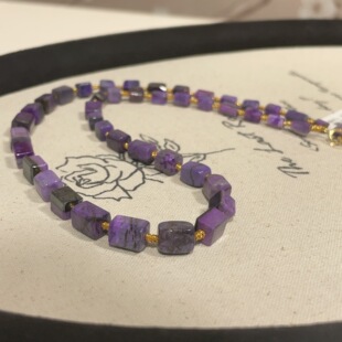 孤品AZB13865 苏晚 南非舒俱来皇家紫四棱珠项链18k 40cm