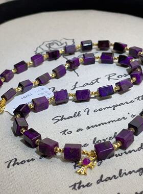 南非舒俱来玻璃红四棱珠项链18k/45cm(居漫)AZB12388