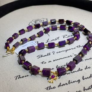 AZB12388 居漫 南非舒俱来玻璃红四棱珠项链18k 45cm