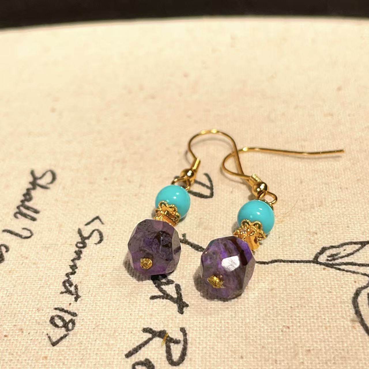 南非舒俱来皇家紫钻切耳钩/s925（雨筱）AZB10730