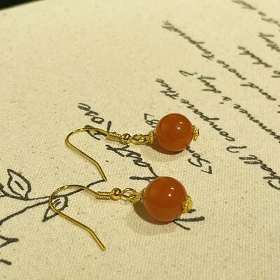 南红玛瑙冰红0.8耳钩AZB0707