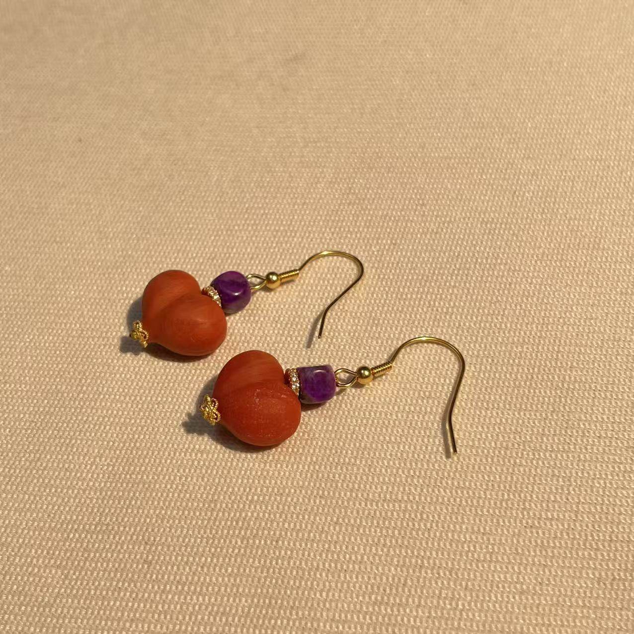 舒俱来酱红南红屁桃耳钩/s925（昭月）AZB6261,珠宝/钻石/翡翠,颈饰,淘宝优惠券,粉丝福利购,淘宝优惠卷