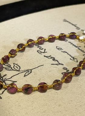 南非舒俱来桃红直切脚链/s925/20cm（莎微）AZB11064