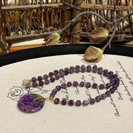 南非舒俱来冰酱紫魔方平安扣吊坠项链18k/45cm（眷然）AZB8831