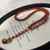 毕业级瓦西火焰南红玛瑙圆珠Y字项链 AZB11000 承熙 18k 60cm