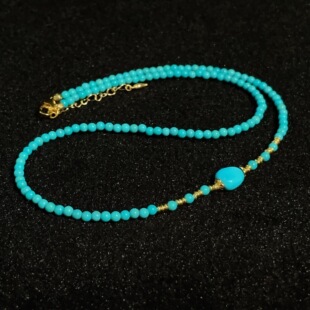 美松圆珠随形绿松石项链/s925/40cm/2mm(语芙)AZB16784