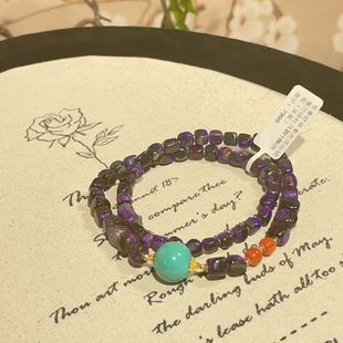 南非舒俱来夹层丝绒魔方绿松双圈项链18k微瑕 AZB10653 言夏