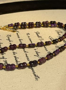 南非舒俱来老油帝王紫并蒂莲项链/s925/40cm（秦楚）AZB11068