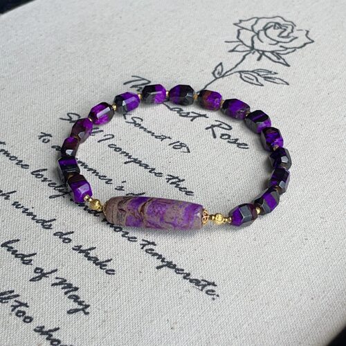 R南非舒俱来丝绒钻切长方桶珠手串/18k/AZB19266