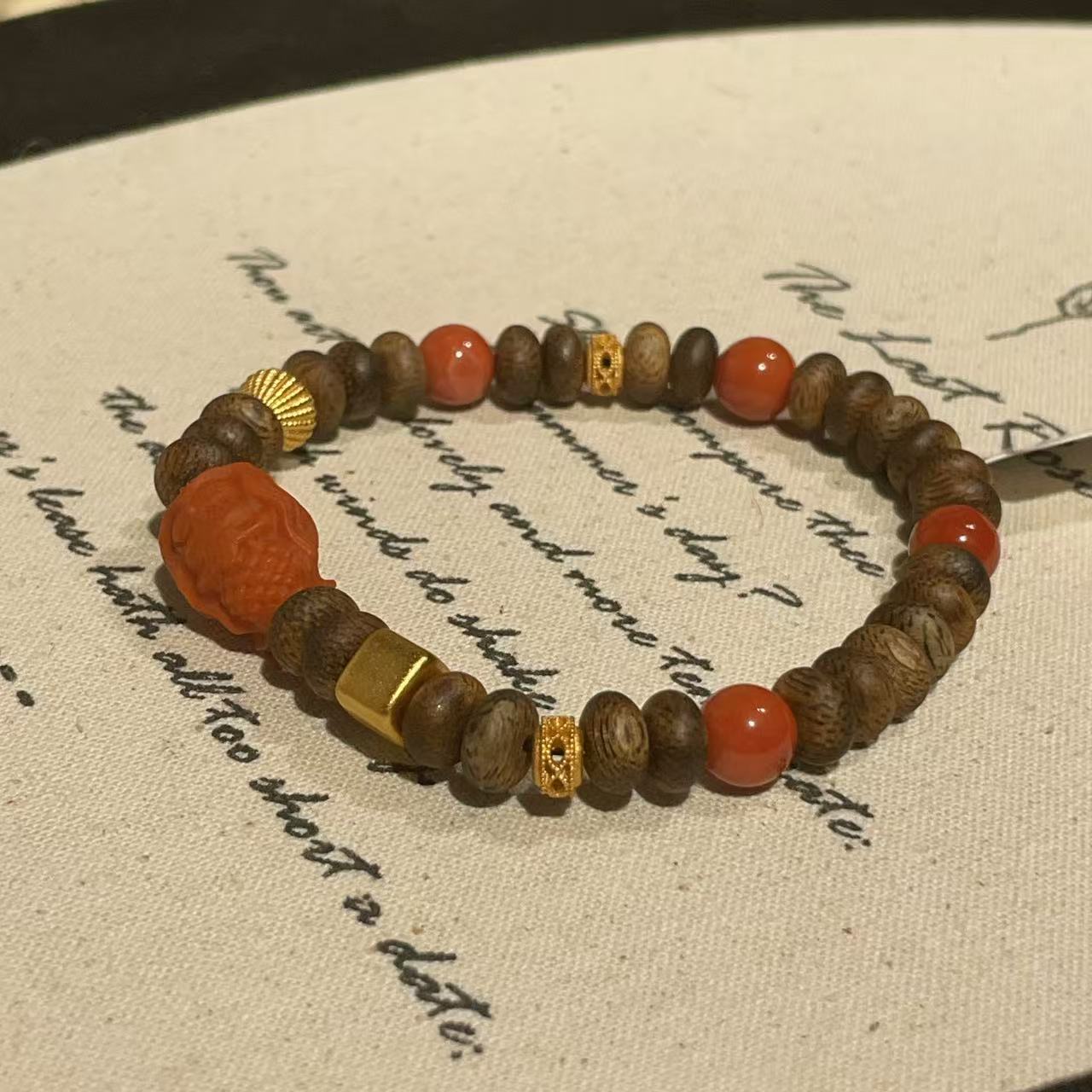 达拉干算盘珠南红貔貅手串S925（书离）ADLG10259