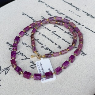 南非舒俱来桃红直切桶珠项链/18k/40cm（关雎）AZB14255