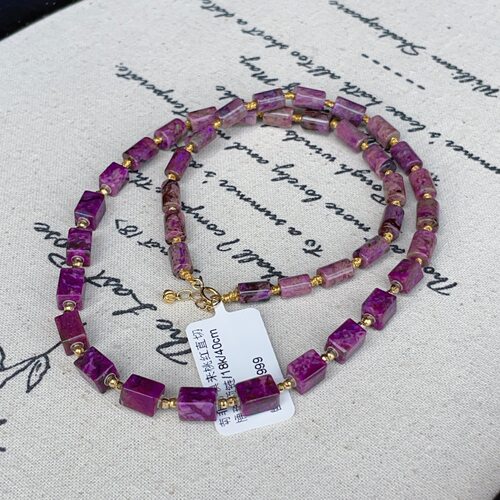 南非舒俱来桃红直切桶珠项链/18k/40cm（关雎）AZB14255