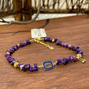 AZB6342 如故 舒俱来帝王紫碎碎石手链925s 16cm