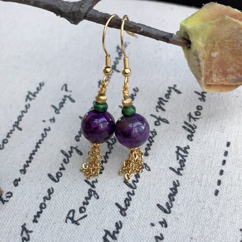南非舒俱来皇家紫圆珠翡翠耳钩s925(芊安)孤/9.5mm/AZB19632