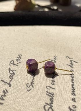 南非舒俱来酱紫魔方耳钉s925（璧合）AZB8869