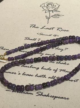 南非舒俱来并蒂莲皇家紫素链45cm/18k(烬语)AZB10063