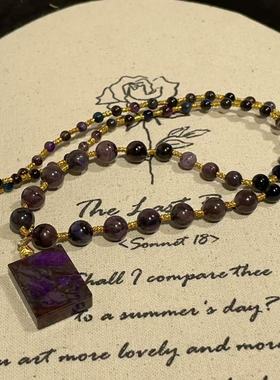 南非舒俱来圆珠酱紫无事牌项链S925/45cm(沁云)AZB11132