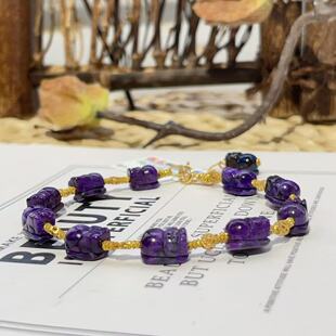 赤翎 16cm AZB5511 18k 舒俱来帝王紫貔貅钱币手链