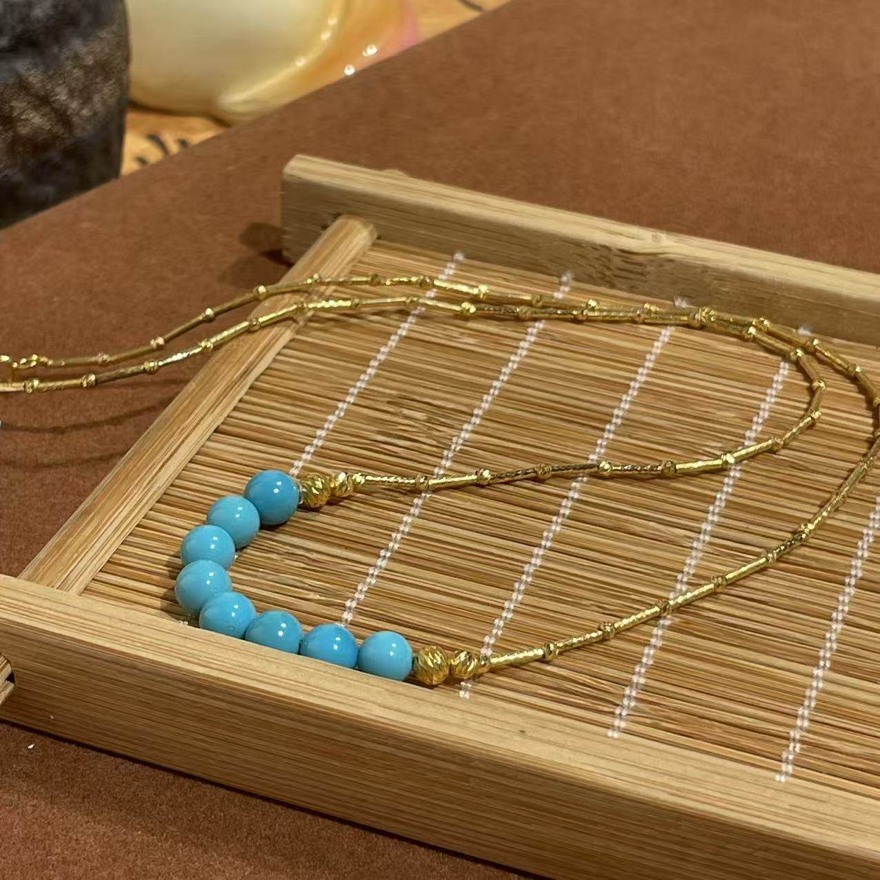 绿松圆珠18k项链/45cm（初沁）AZB10935,饰品/流行首饰/时尚饰品新,颈饰,淘宝优惠券,粉丝福利购,淘宝优惠卷