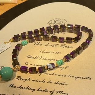 南非舒俱来夹层丝绒四棱珠吊坠项链18k/45cm（德音）AZB10747