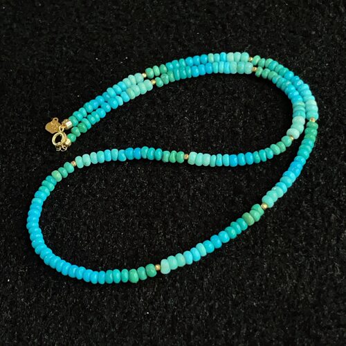 松石绿松石籽料渐变色项链/18k/40cm/3mm(轻禾)AZB16788