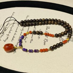 白奇楠0.6南红南非舒俱来帝王紫并蒂莲项链 AZB10151 谒梦