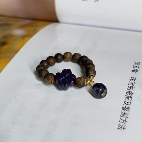 沉香南非舒俱来帝王紫四叶草戒指s925/7.5mm/AZB19833(宁蕙)孤