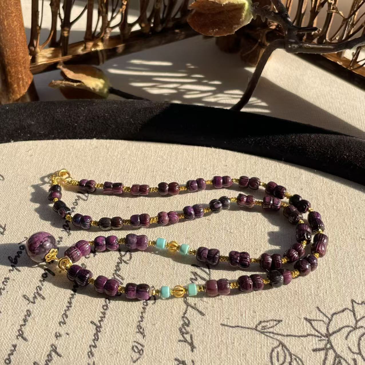 南非舒俱来酱红并蒂莲项链/18k/40cm（晓月）AZB9205