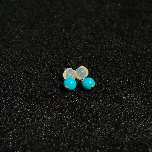 18k金美松圆珠绿松石耳钉/18k/5mm(临舟)AZB16813