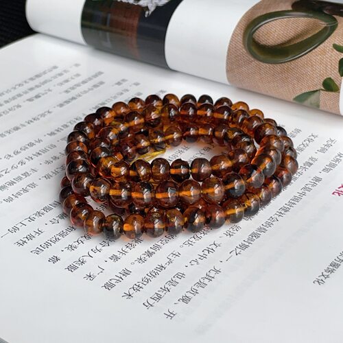 H一级药珀佛珠琥珀项链8mm/75cm/AZB18276